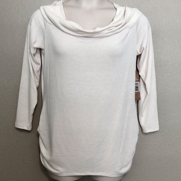 Rachel Roy Women's Soft Stretch-Knit Ruched Ivory Off The Shoulder Top Plus 1X - Picture 6 of 14
